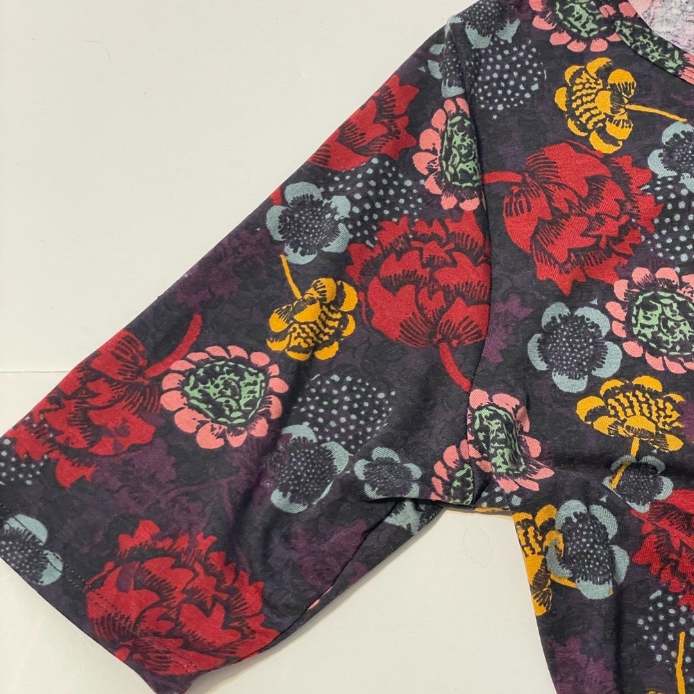 Lularoe Purple Floral JULIA Short Sleeve Dress Size Large - Picture 5 of 7